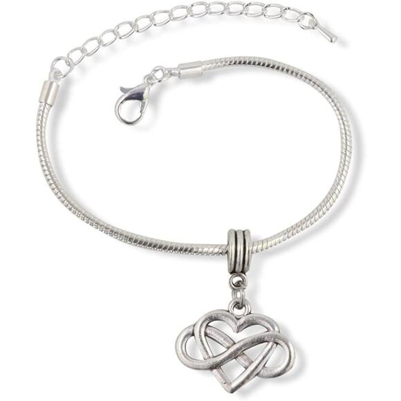 Heart with Infinity Bracelet - Infinity Heart Bracelet - Picture 1 of 8